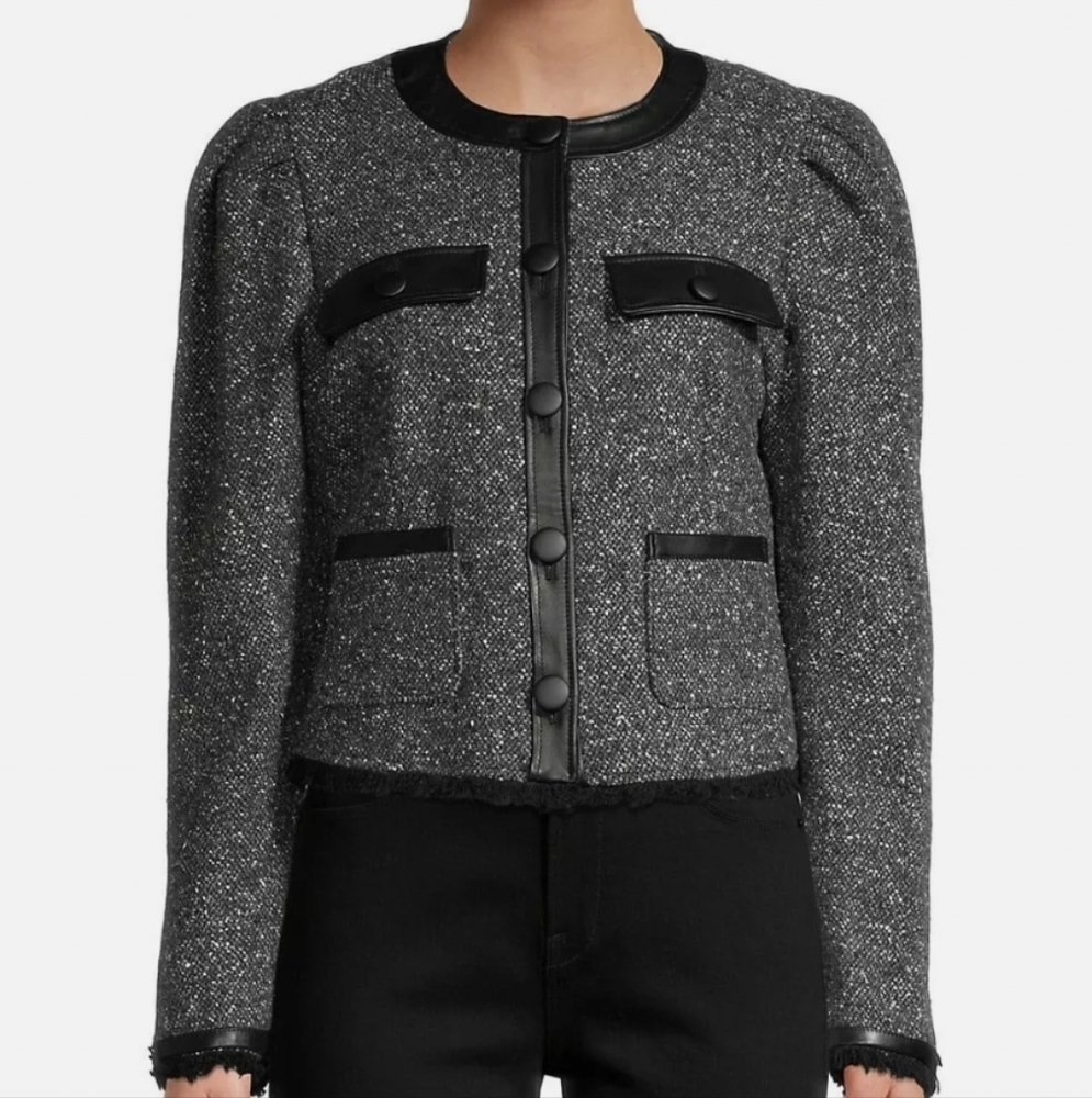 Frame Blazer Womens Small Boucle Wool Silk Blend Jacket Classicore New